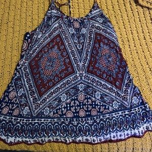 Blue, maroon and white tank. Adjustable straps